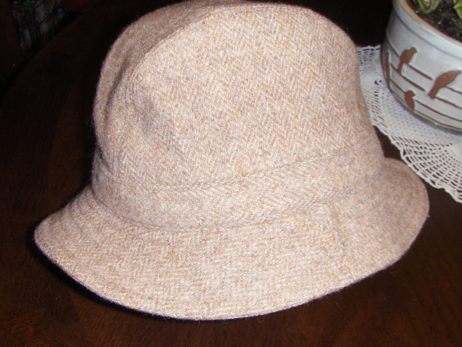 Vintage Brown Tweed Wool Fedora Trilby Hat Men Size Large Made in Great Britain