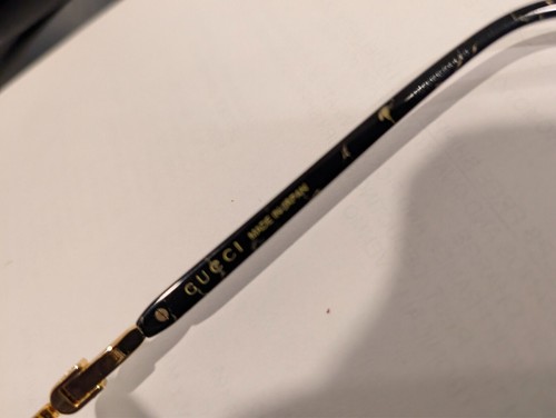 Pre-owned Gucci Sunglasses  Gg1220s 004 Xl Gold & Black/green W/ Gold Pattern Logo Lens