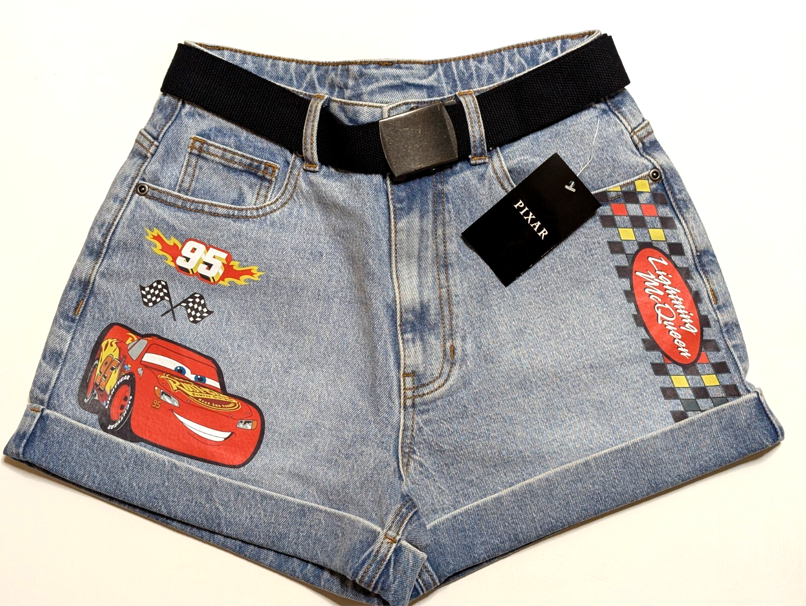 Disney Pixar Cars Lightning McQueen Girls Denim Shorts With