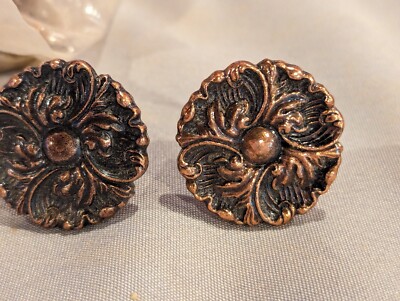 8 Vintage Knob Copper Brown Mid Century Retro Ajax 1 1/4'' Round Furniture Pull