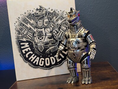 Mondo 10'' Attack Peter MECHAGODZILLA Silver Variant Sofubi LE600 Designer Toy