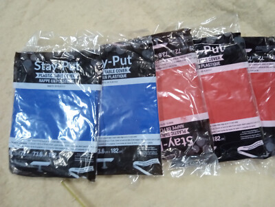 Plastic Stay Put Banquet Table Cover 29'' X 72'' Red/blue. Buy multiple to save!!