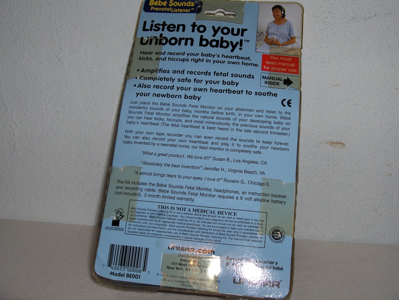 Bebe Sounds Prenatal Heart Listener UNISAR Listen To Your Unborn Baby,Never Used