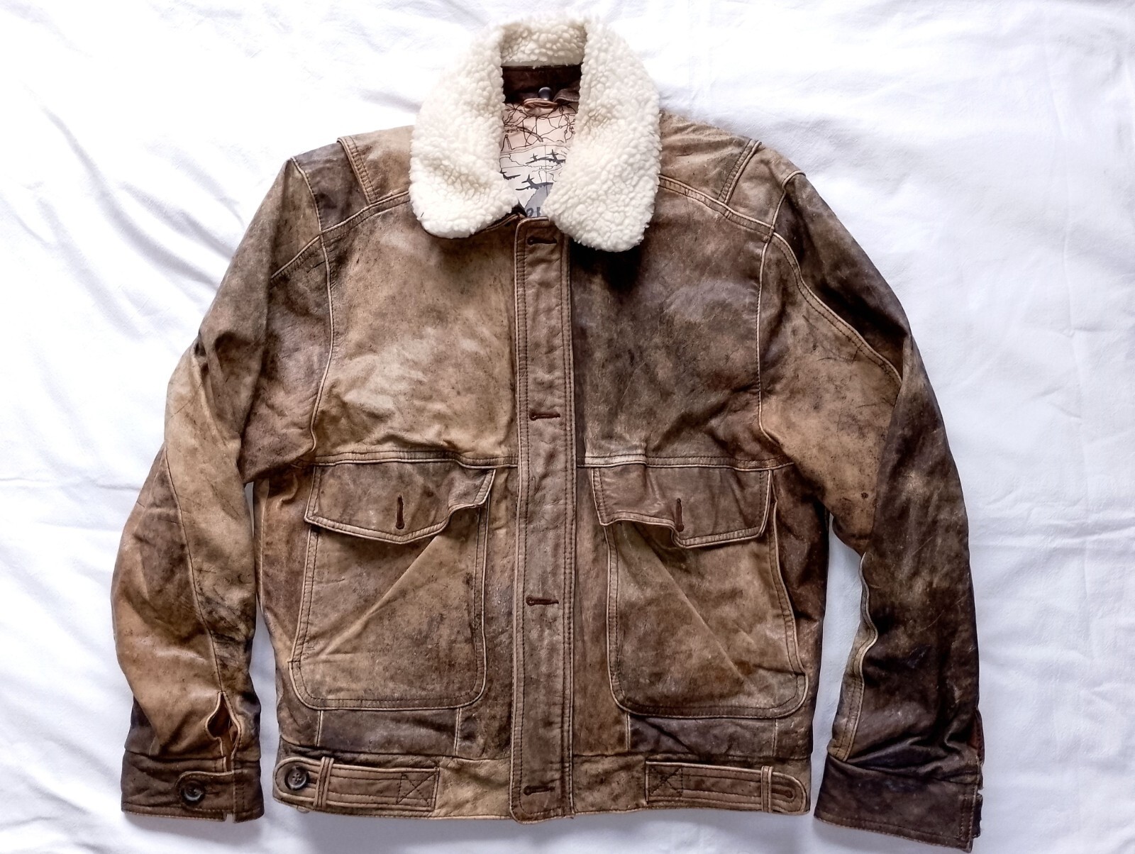 BURMA RUN G-1 Pilot Flyer Distressed Leather Bomber Jacket
