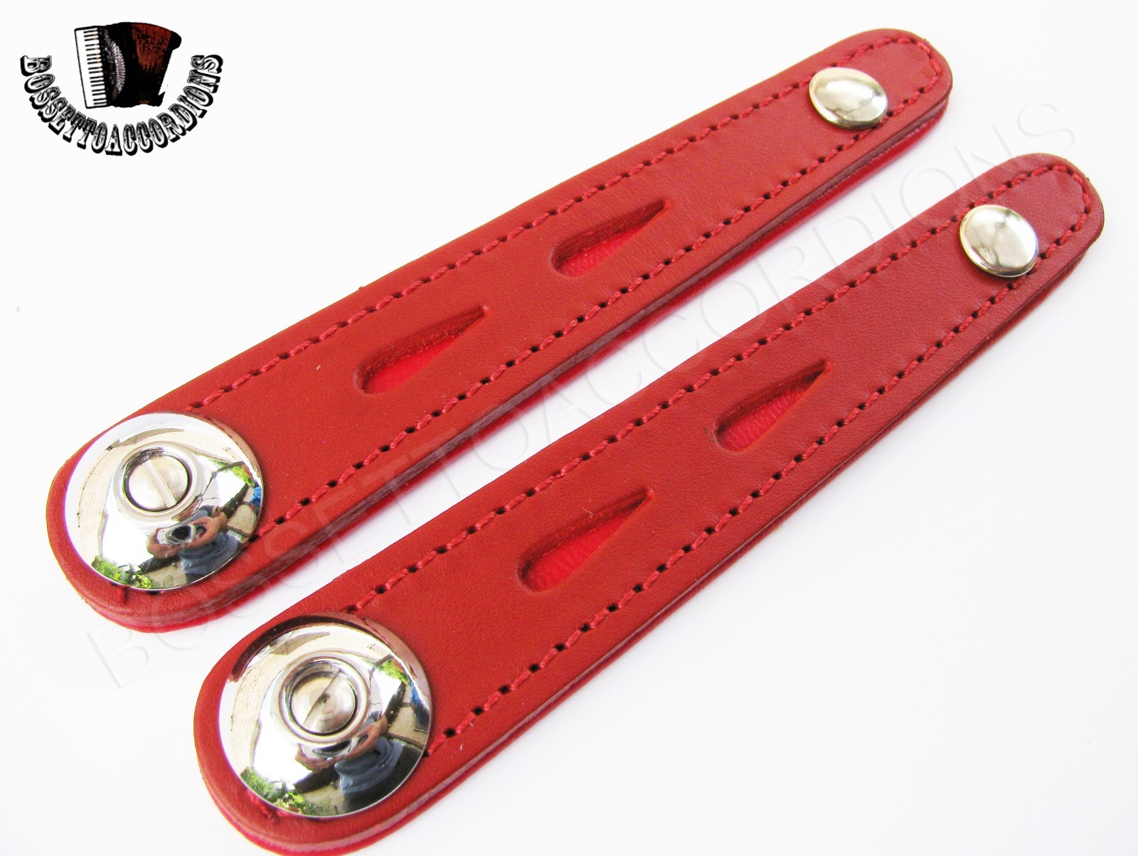 Accordion Bellow Straps Red Pair w/Hardware Balghalter, Balgriemen