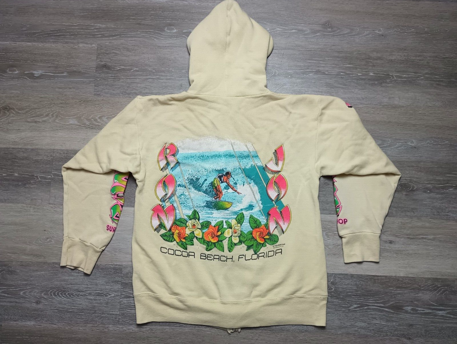 Ron Jon Surf Shop vtg Hoodie Zip up Sweatshirt 80s retro
