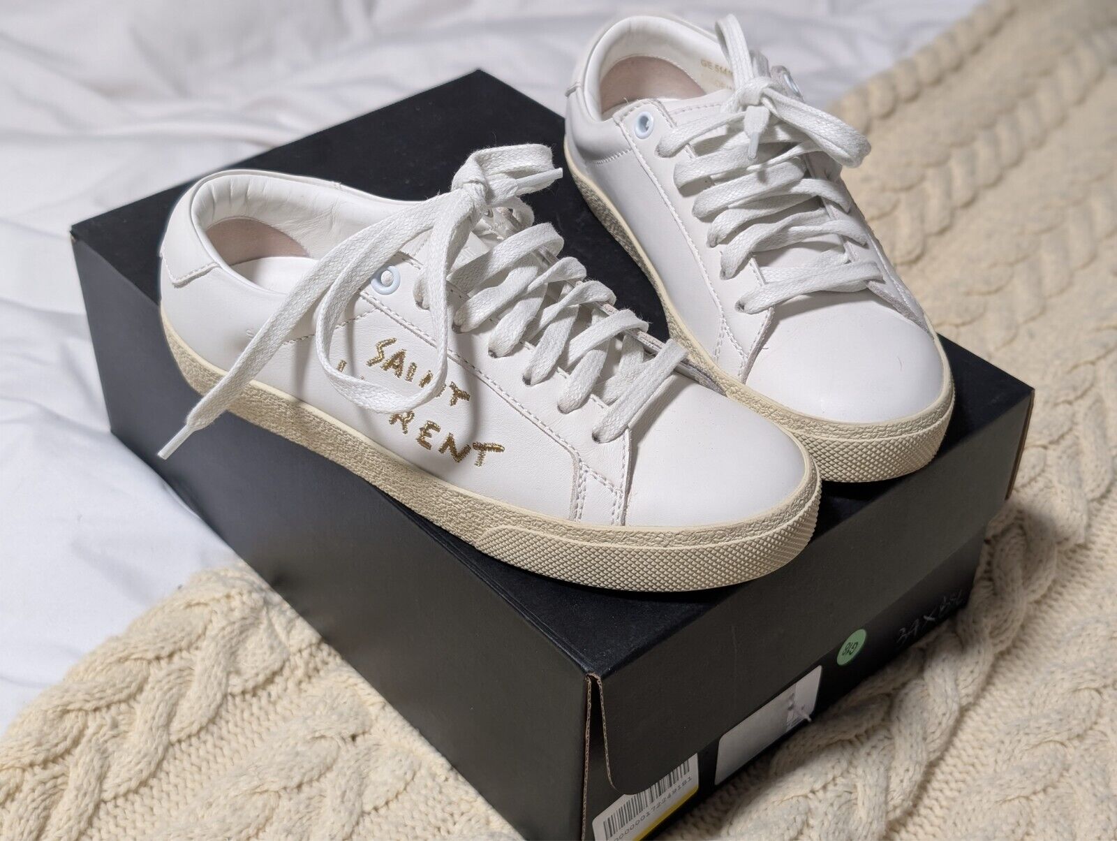 Saint Laurent SL-06 Gold Logo Court Classic 34EU White Saint Laurent SL-06 Gold Logo Court Classic 34EU White