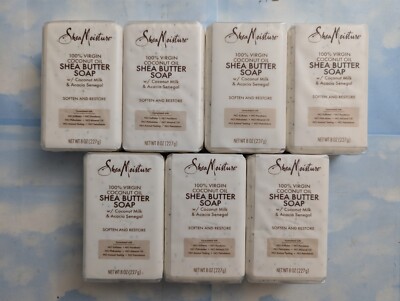 LOT (7) SHEA MOISTURE 100% VIRGIN COCONUT OIL SHEA BUTTER BAR SOAP  8 OZ