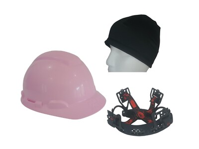 3M Hard Hat H-700R H700P Pink 4-Point Ratchet Suspension With Scull Cap