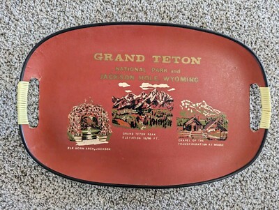 18'' Japan Tilso Grand Teton National Park Wyoming Souvenir Serving Tray Vintage 