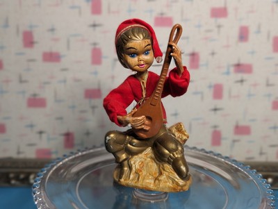 Vintage Tilso Pixie Elf Nymph Sprite Figurine Musical Instrument 60s  Hong Kong
