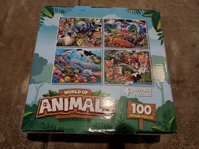 World Of Animals 100 Piece Jigsaw Puzzles 4-Pack