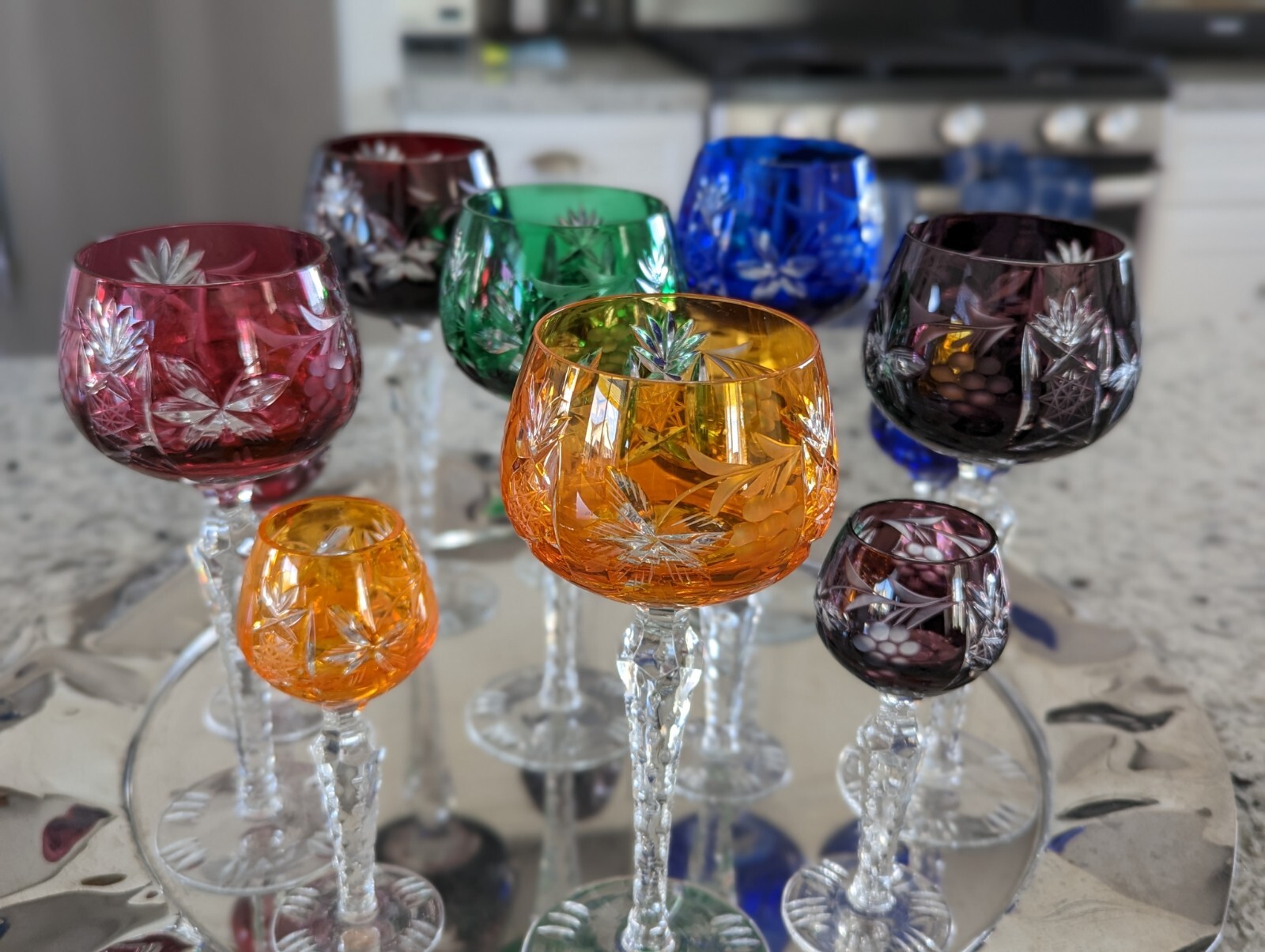Bohemia Glass 12個セット Set 12 Bohemian Czech Cut to clear Crystal Wine Glass Goblets