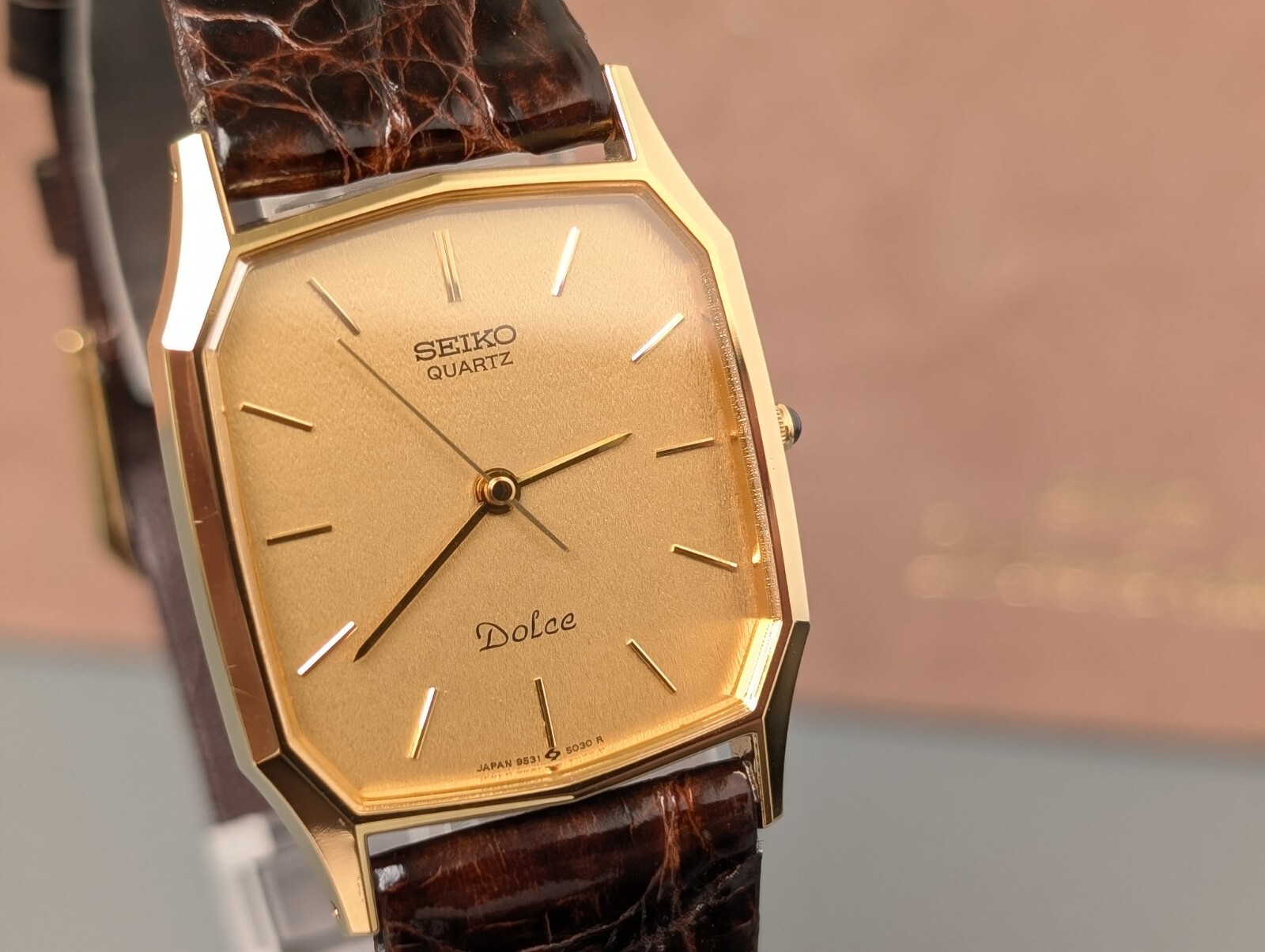 N Mint] SEIKO Dolce 9531-5030 Gold Tank Quartz Men's Watch