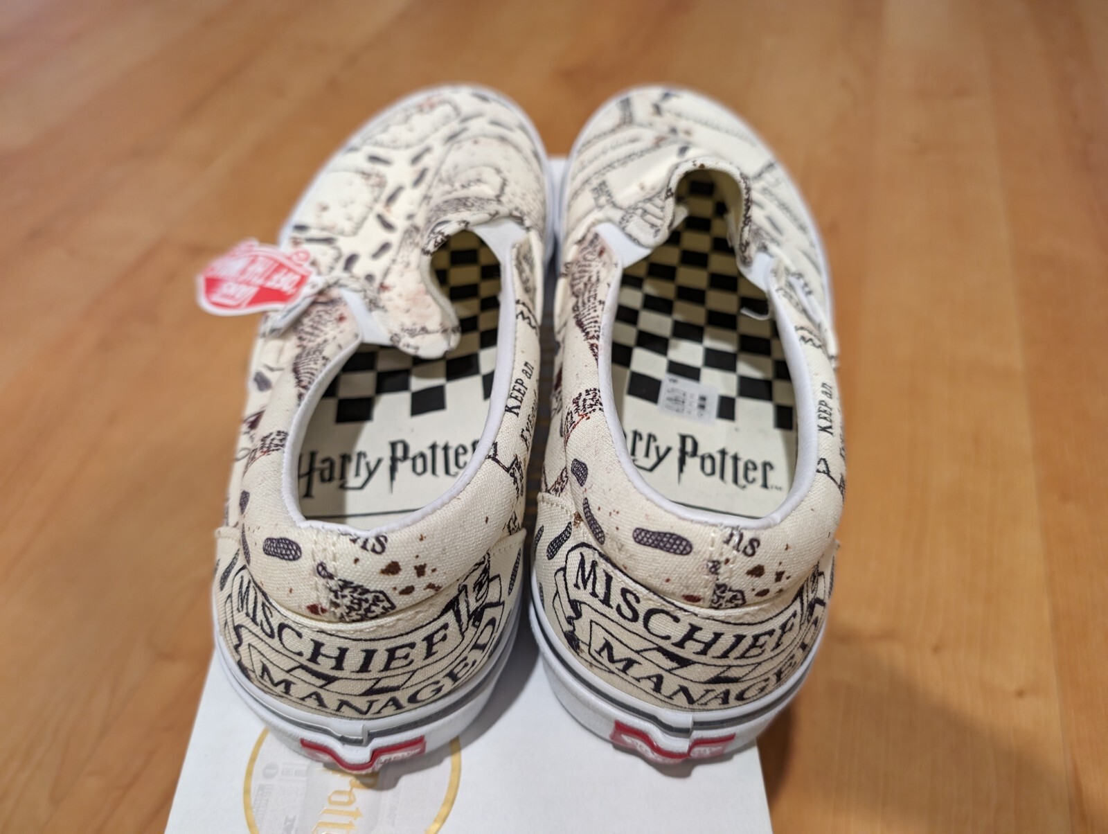 Pre-owned Vans X Harry Potter Slip On Marauder's Map Sneakers Universal Mens Shoes In Beige