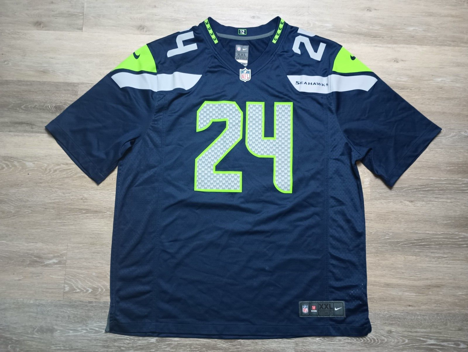 Ｍ＆Ｎ ＮＦＬ SEATTLE SEAHAWKS スタジアム ジャン5L VTG Seattle Seahawks Jersey Mens 2XL Blue Marshawn Lynch #24