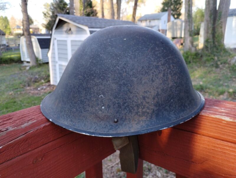 WW2 Era British (Canadian Mk IV?) Turtle Helmet Shell with Chin Strap, No Liner