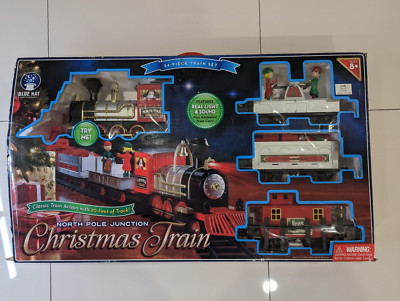 North Pole Junction Christmas Train 34 Piece Open Box Blue Hat Toy Company