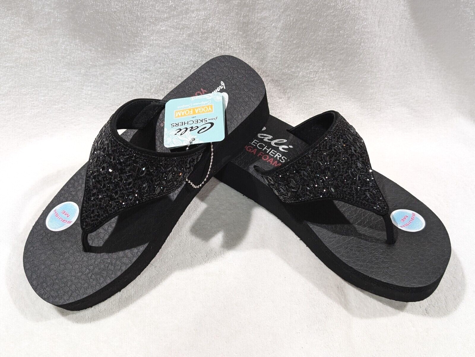 wk　0226 Skechers Vinyasa New Glamour Black Women's Thong Sandals