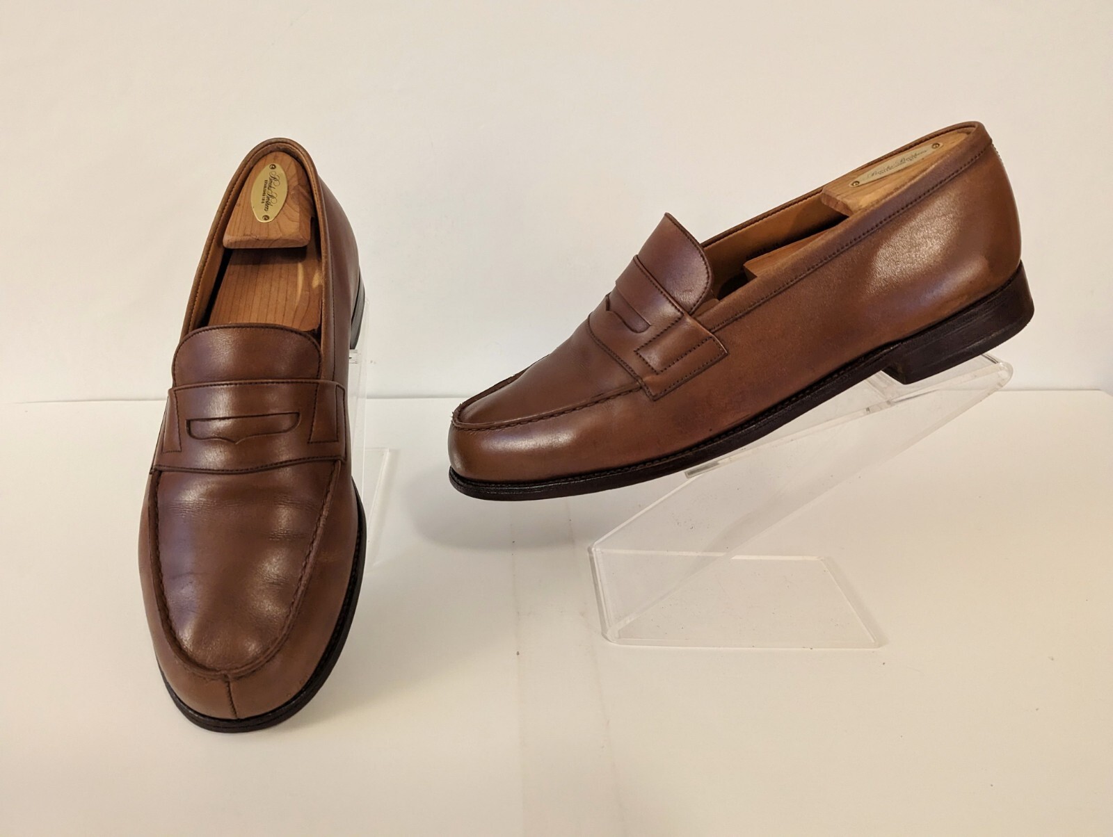 J.M. Weston 180 Brown Leather Penny Loafers Slip-On Shoes Mens Sz