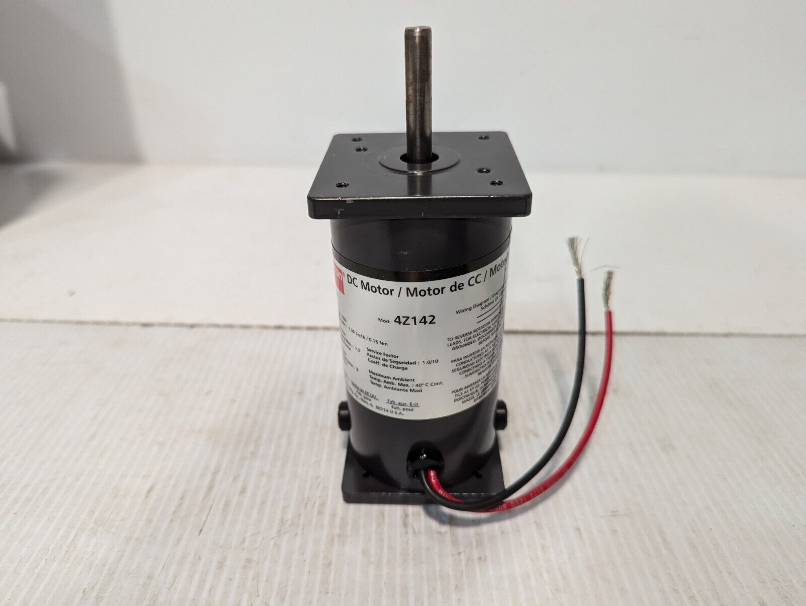 Dayton 4Z142 Permanent Magnet DC Motor, 90VDC, 0.5A, 1/27HP Dayton 4Z142 Permanent Magnet DC Motor, 90VDC, 0.5A, 1/27HP