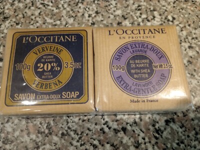 L'Occitane French Soap Made in France Shea Butter Lavender Verbena 3.5 oz x 2