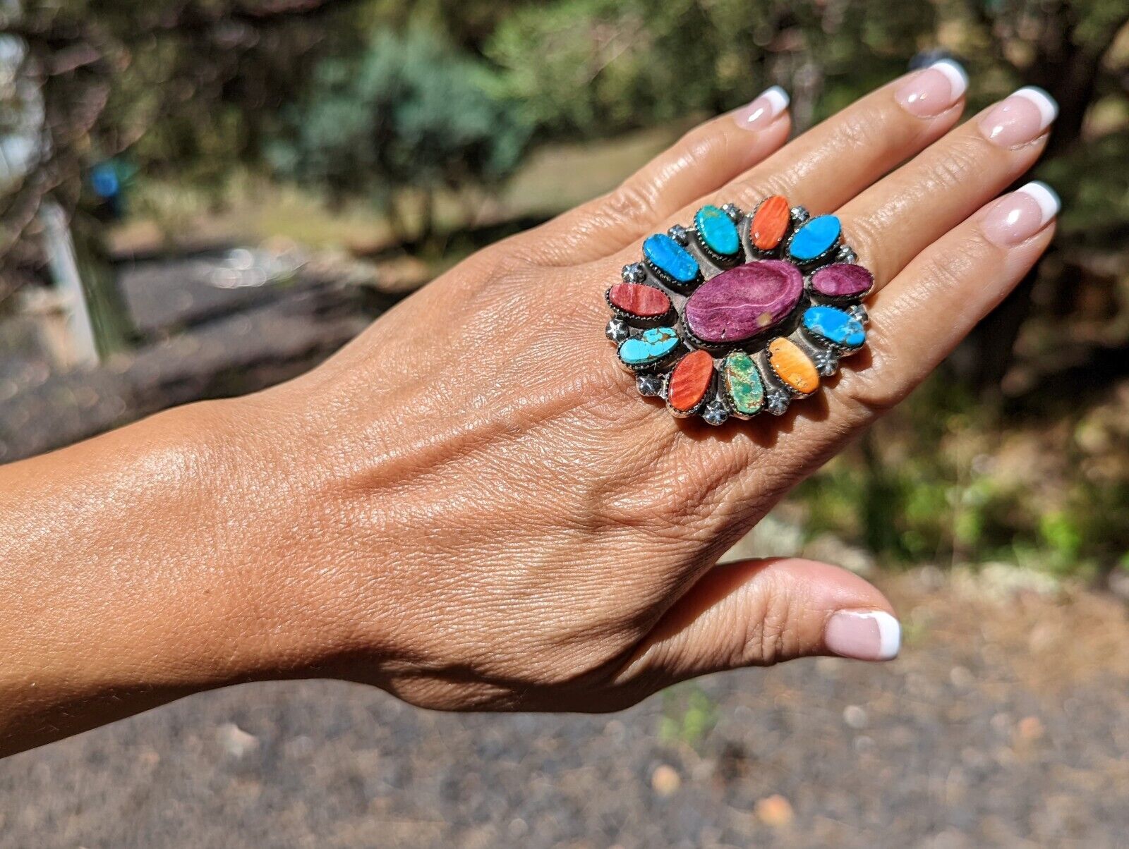 Navajo Ring Sterling Silver Turquoise Cluster Native American Jewelry Sz 8.5 | eBay Navajo Ring Sterling Silver Turquoise Cluster Native American Jewelry Sz 8.5 | eBay