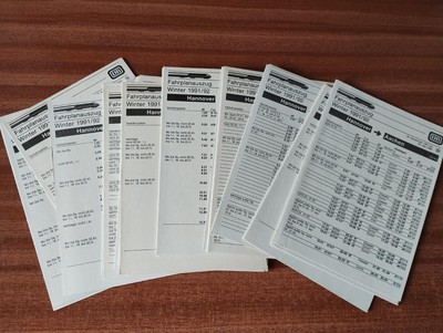 59 Deutsche Bahn 1991/92 Hannover train timetables, Germany