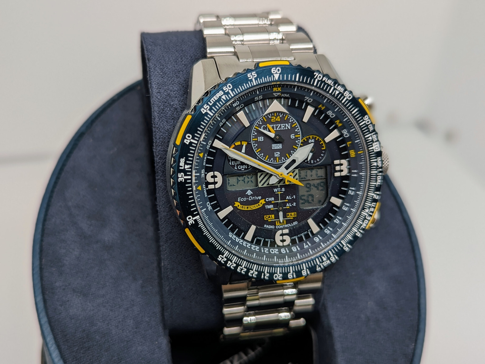 Pre-owned Citizen Skyhawk Jy8078-52l Blue Promaster Angels A-t Eco-drive Men's Watch In Silver