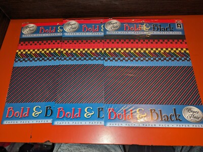 VINTAGE Lot of 3 NEW Packs of ''Bold & Black'' #HOTP7208 Paper Flair, Scrapbook