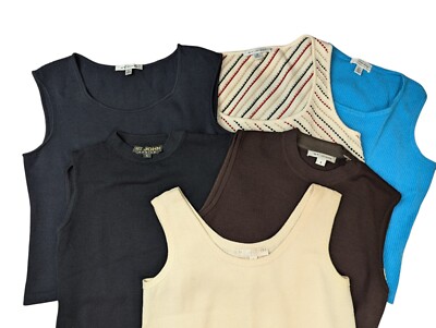 ST. JOHN Lot of 6 Basic Tops Santana Knit Wool Mix Various Colors Small & Medium