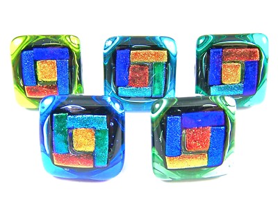 DICHROIC Glass Cabinet Knobs Drawer Pulls Green Blue Rustic Mod Bathroom Kitchen