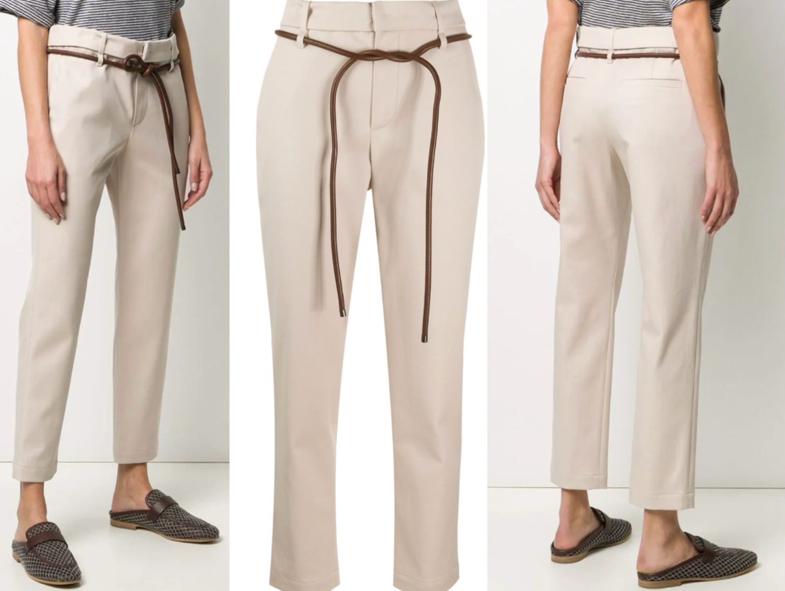 BRUNELLO CUCINELLI::パンツ:I40[RESALE] BRUNELLO CUCINELLI Cigarette Trousers With Leather Belt