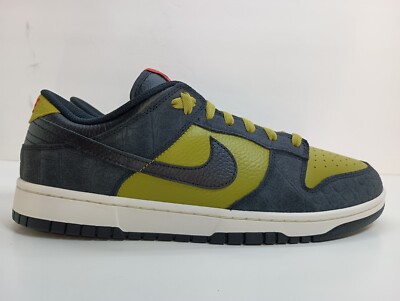 Nike Dunk Low Croc Suede Black Sz 12.5 SB Olive Green Sail iD Unlocked By You 