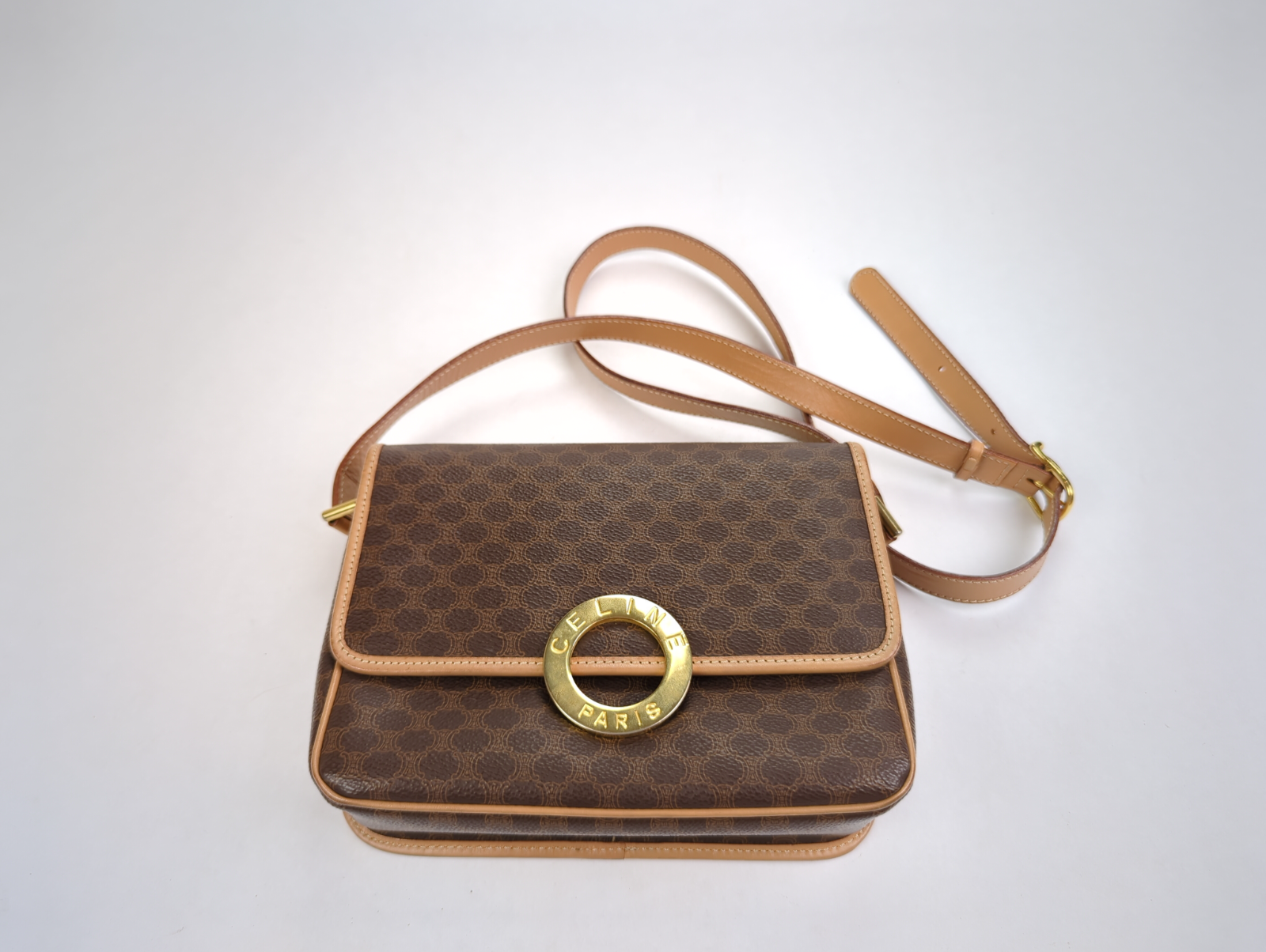 Auth CELINE Ring Macadam US5 850 Platinum/18K 750 Yellow