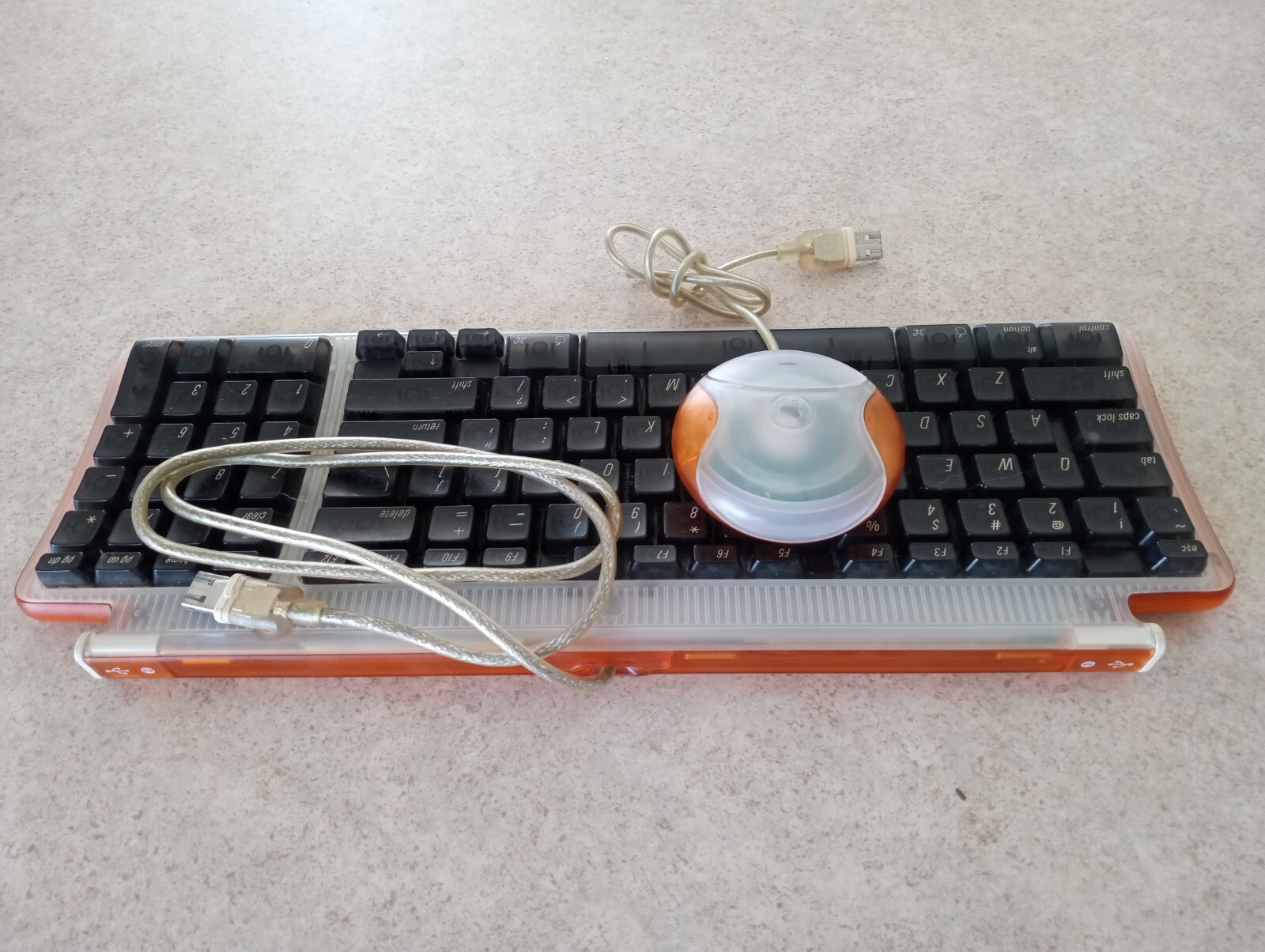 Apple USB Keyboard Mouse Clear Tangerine Orange iMac iBook