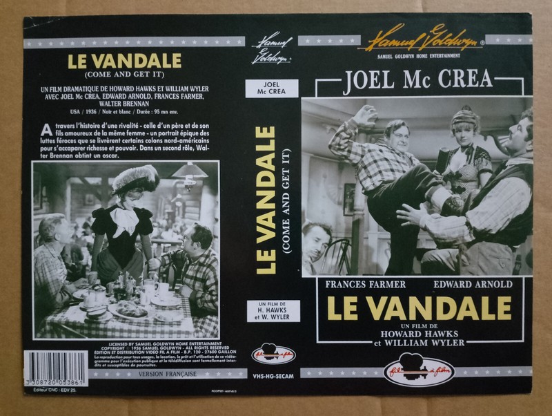 Jaquette Vhs - Le Vandale - Vhs Sleeve - Come And Get It - Howard Hawks