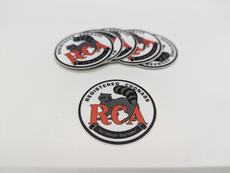 Registered Coonass RCA 2" Round Vinyl Sticker - Louisiana Cajun