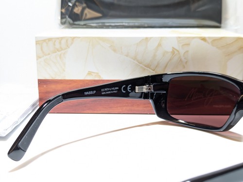 Pre-owned Maui Jim Wassup Black Sport Wrap / Maui Rose Polarized Lens Sunglass R123-02 In Pink
