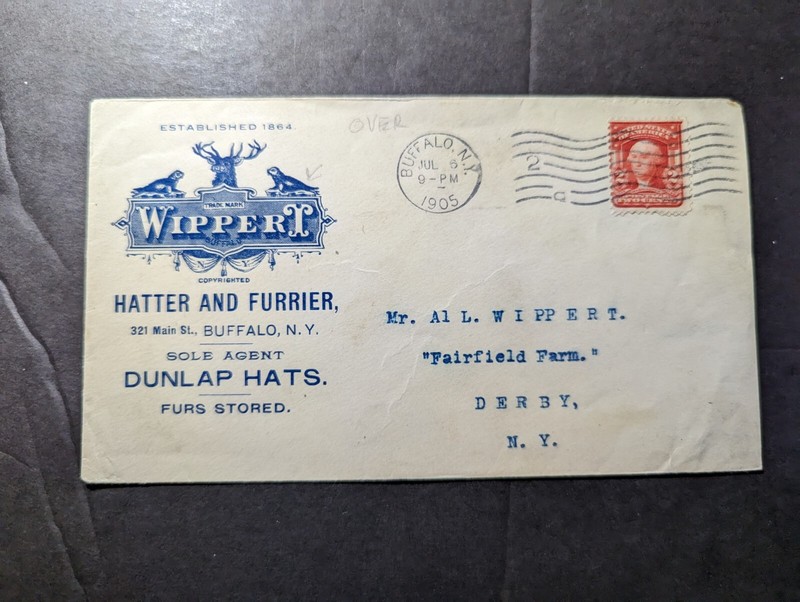 1905 Usa Business Cover Buffalo To Derby Ny Fairfield Farm Wippert