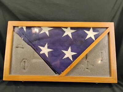 The United States Of America Burial Memorial Flag In Wooden Display Case