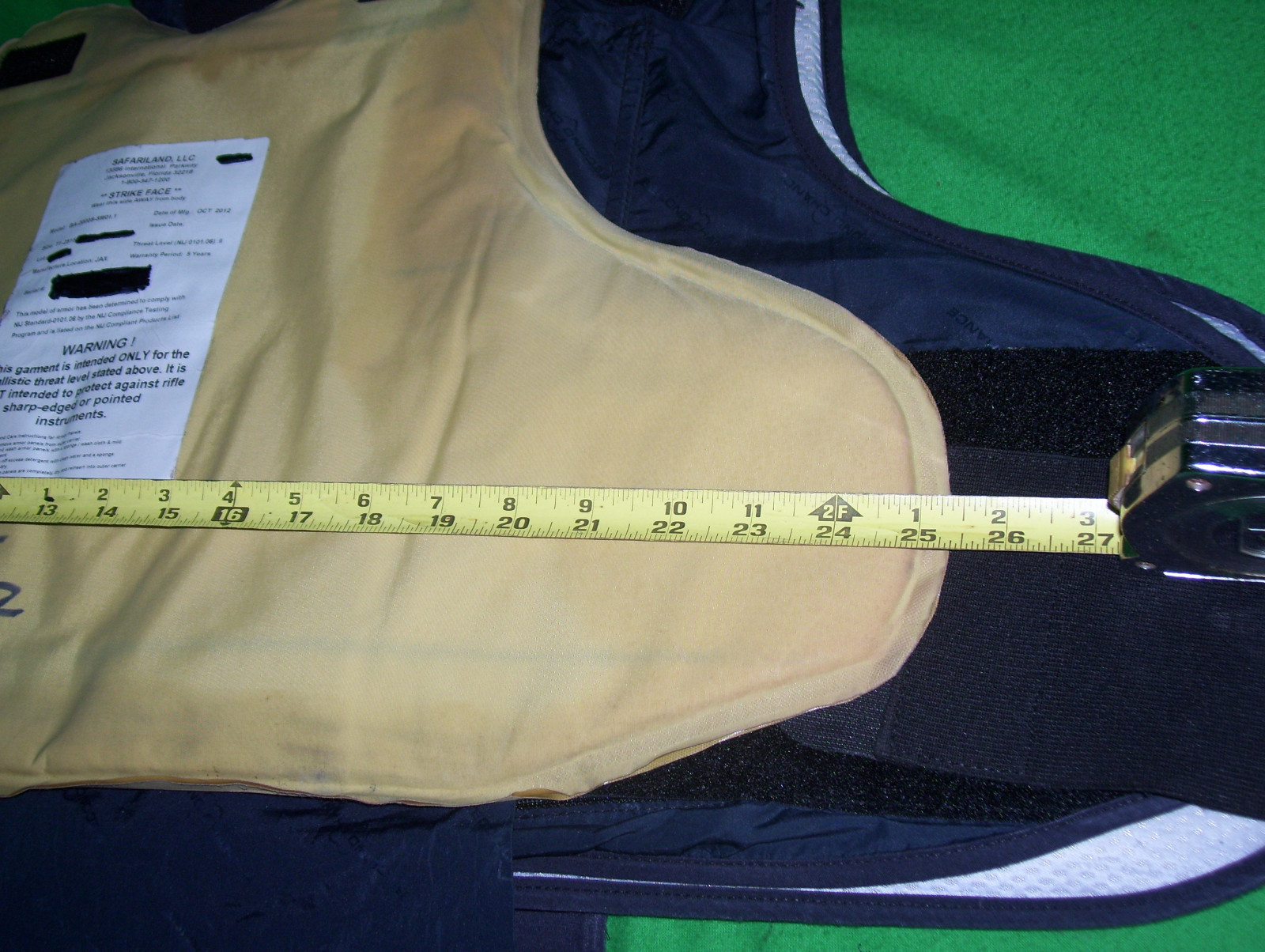 Safriland Body Armor Level II Bullet Proof Vest 3XL- GD 2012 #H12+5X8 Plate FREE