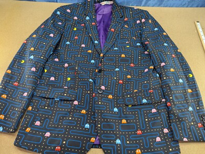 OPPO SUITS Pacman Mens Blazer Jacket Size 42 Wool Novelty Polka Game