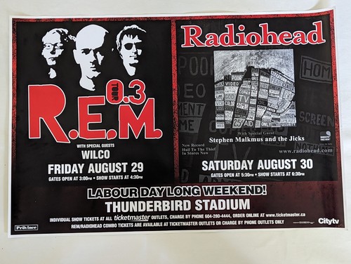 R.E.M / Radiohead Poster 2003 - Vancouver Thunderbird