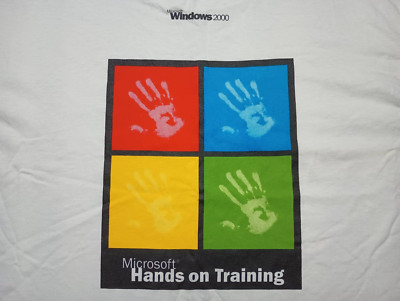 Microsoft Windows 2000 vtg T Shirt Hands on Training NOS tech software XL Art