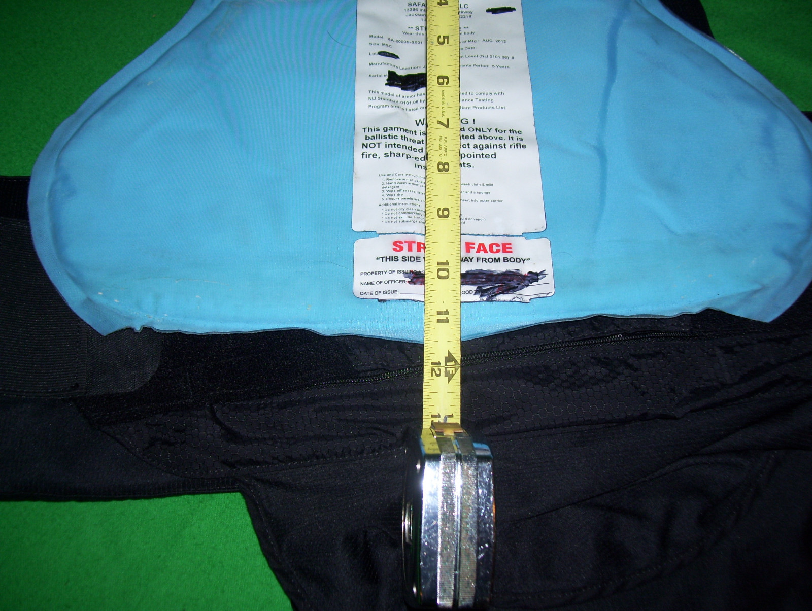 Safriland Body Armor Level II Bullet Proof Vest  Medium 2012 #G97 FREE 5X8 PLATE