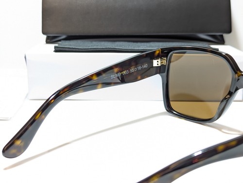 Pre-owned Saint Laurent Unisex Shiny Havana Ysl Logo Gold/brown Lens Sunglass Slm9 003