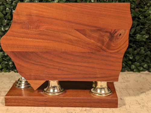 Vintage Solid Wood Iowa State Shaped Trophy Award 8" x 9"