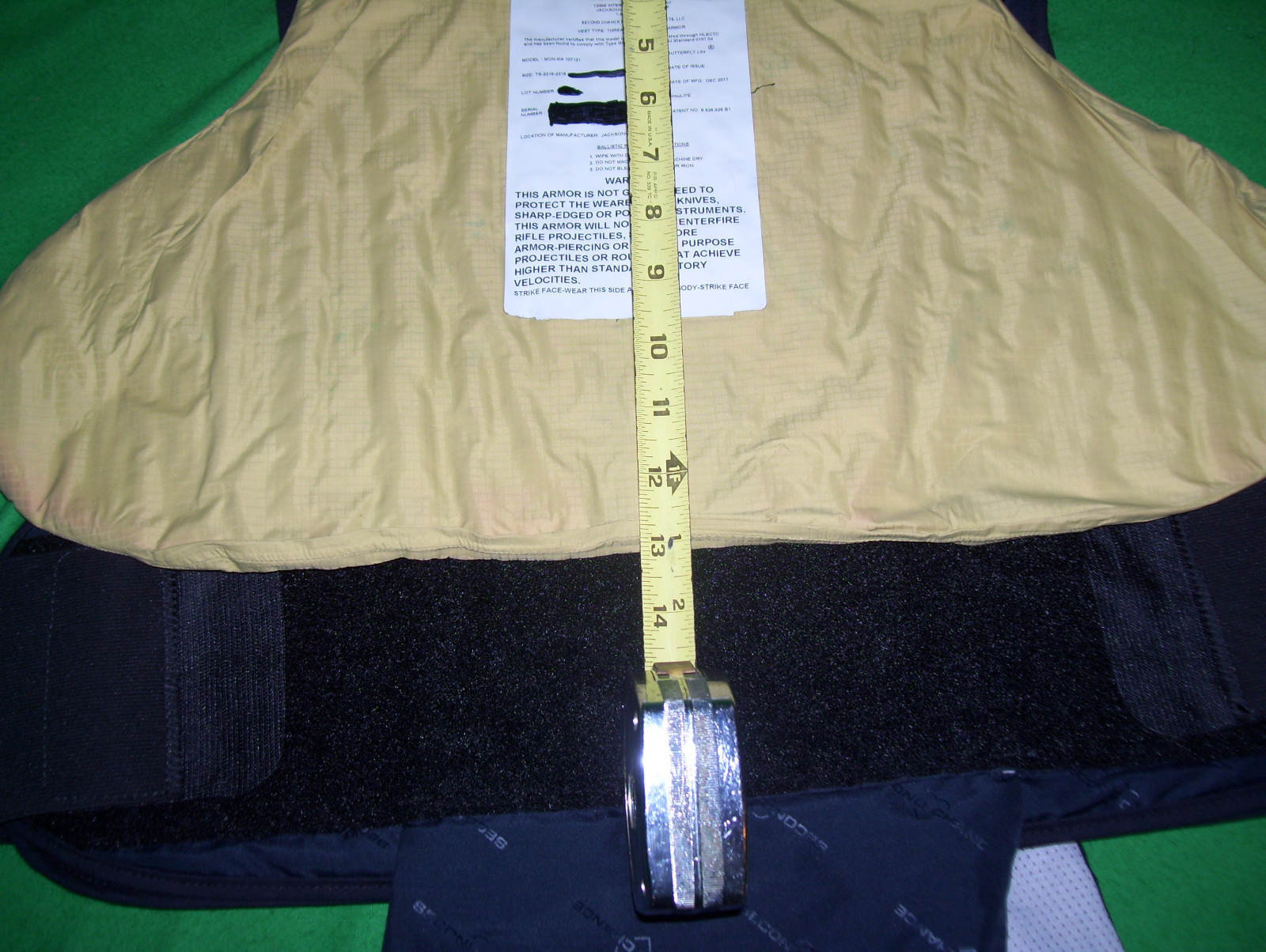Second Chance Body Armor Bullet Proof Vest Level IIIA-XLarg VG 2011 + 5X8 H-10