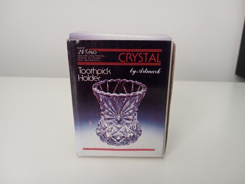 Vintage 24% Lead Crystal Toothpick Holder by Artmark 2.25